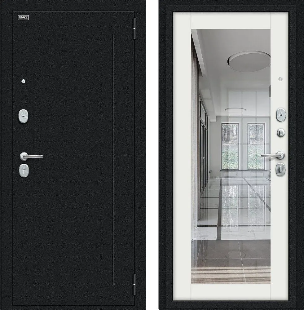 Фото Дверь Браво Флэш Букле черное/Off-white DIS006719